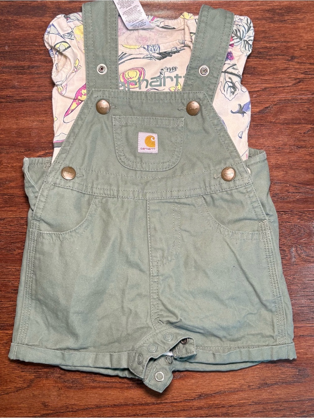 Carhartt Toddler Sage Green Overall Shorts